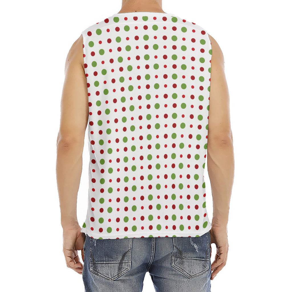 Merry Christmas Dots Pattern Print Men's Fitness Tank Top
