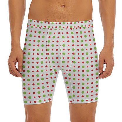 Merry Christmas Dots Pattern Print Men's Long Boxer Briefs