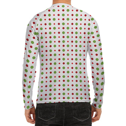Merry Christmas Dots Pattern Print Men's Long Sleeve Rash Guard