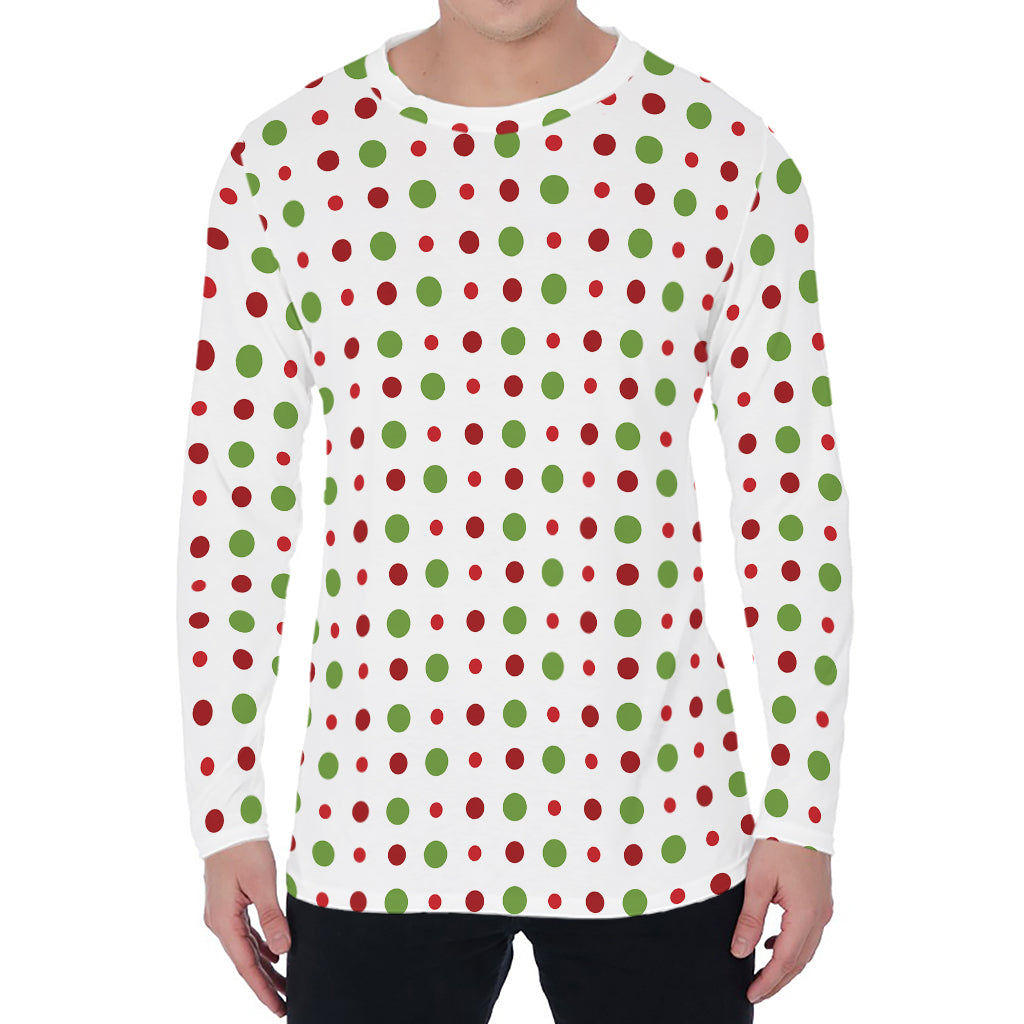 Merry Christmas Dots Pattern Print Men's Long Sleeve T-Shirt