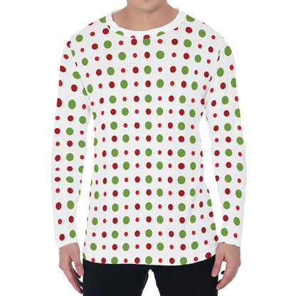 Merry Christmas Dots Pattern Print Men's Long Sleeve T-Shirt