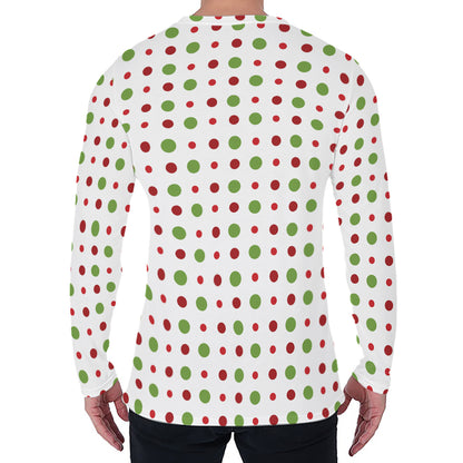 Merry Christmas Dots Pattern Print Men's Long Sleeve T-Shirt