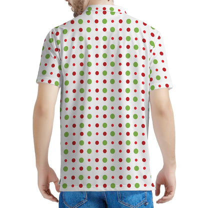 Merry Christmas Dots Pattern Print Men's Polo Shirt