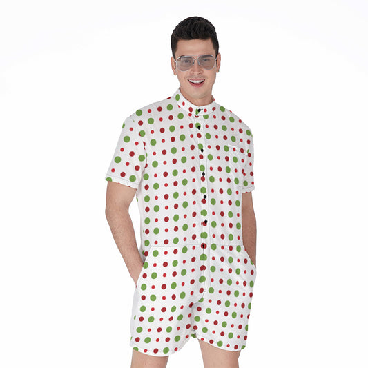 Merry Christmas Dots Pattern Print Men's Rompers