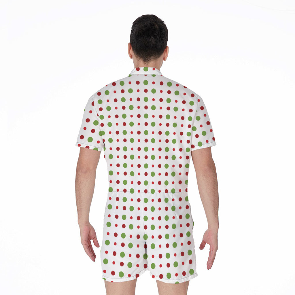 Merry Christmas Dots Pattern Print Men's Rompers