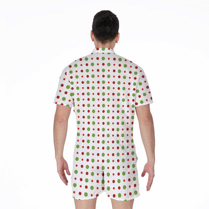 Merry Christmas Dots Pattern Print Men's Rompers