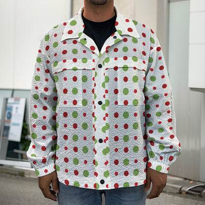 Merry Christmas Dots Pattern Print Men's Shirt Jacket