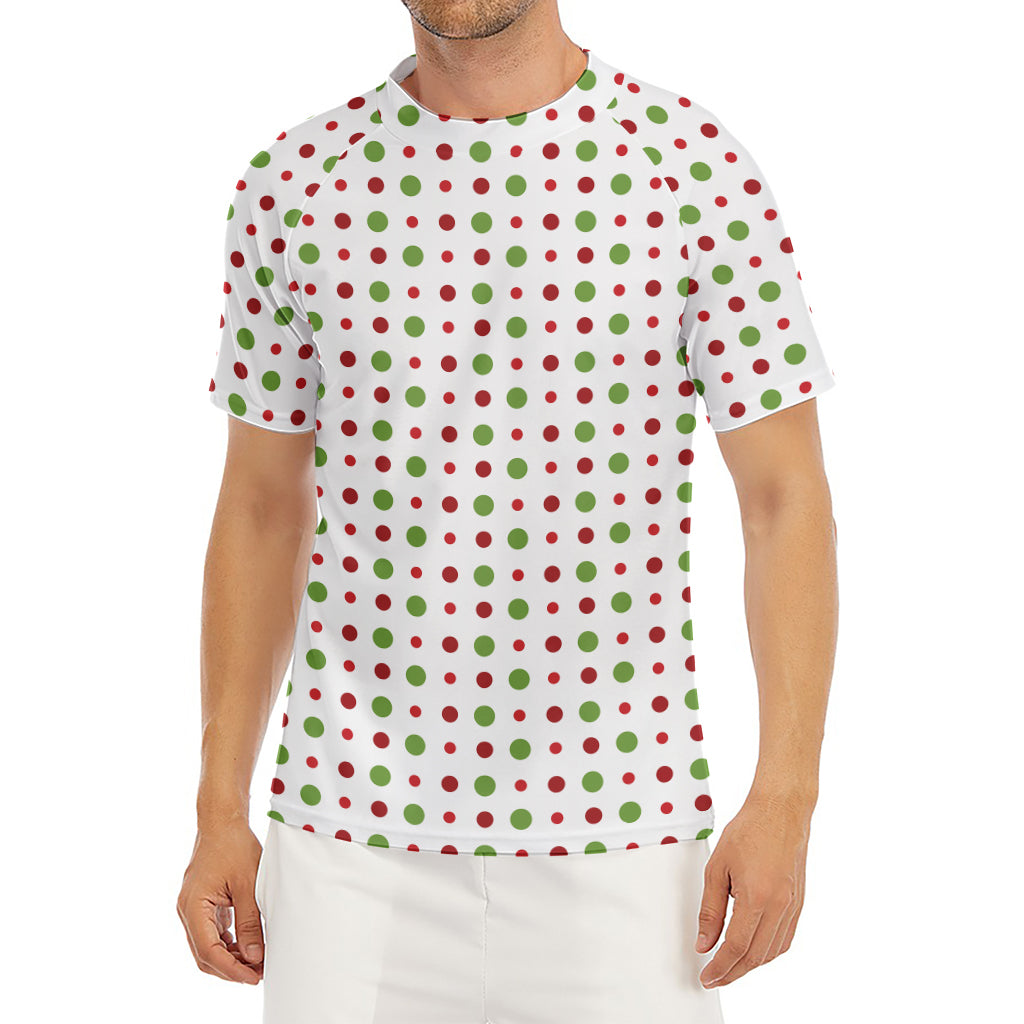 Merry Christmas Dots Pattern Print Men's Short Sleeve Rash Guard