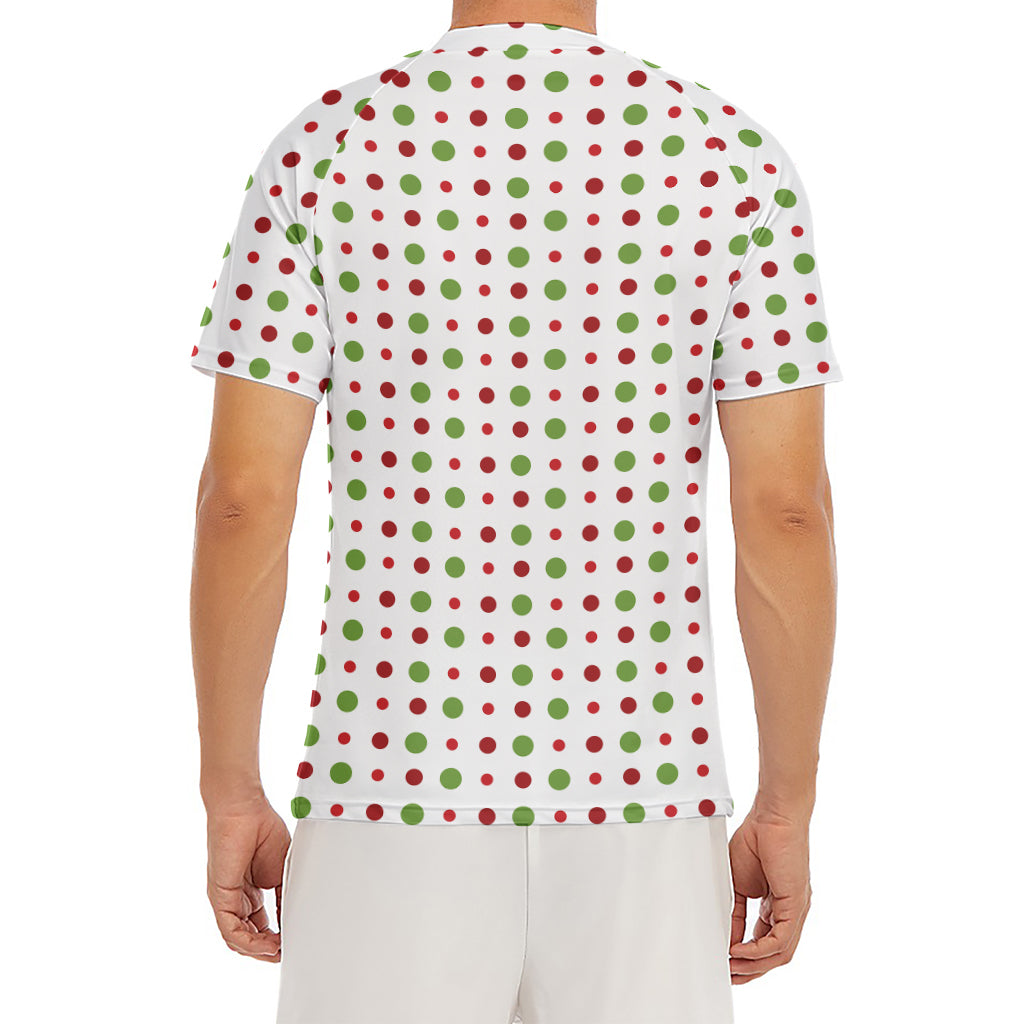 Merry Christmas Dots Pattern Print Men's Short Sleeve Rash Guard
