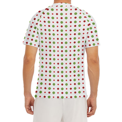 Merry Christmas Dots Pattern Print Men's Short Sleeve Rash Guard