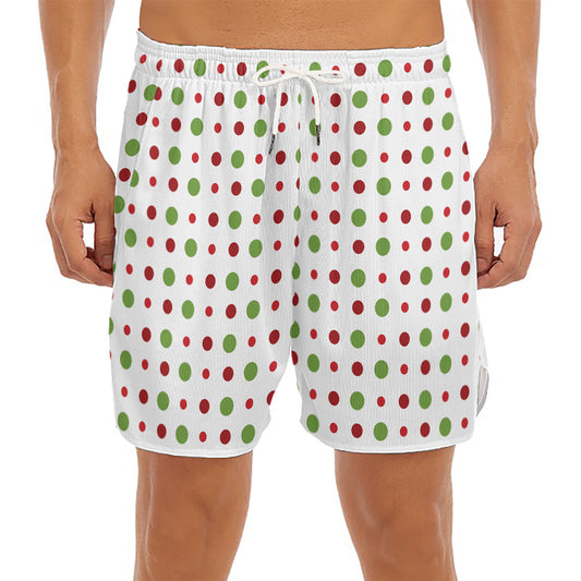 Merry Christmas Dots Pattern Print Men's Split Running Shorts