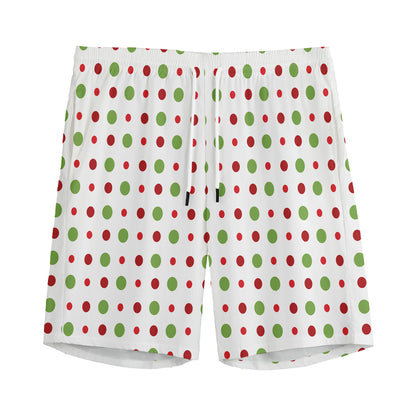 Merry Christmas Dots Pattern Print Men's Sports Shorts