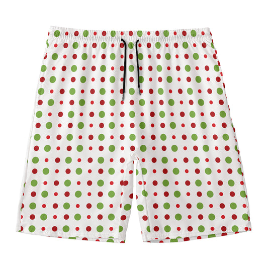 Merry Christmas Dots Pattern Print Men's Swim Trunks