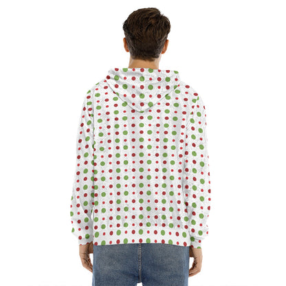 Merry Christmas Dots Pattern Print Men's Velvet Pullover Hoodie