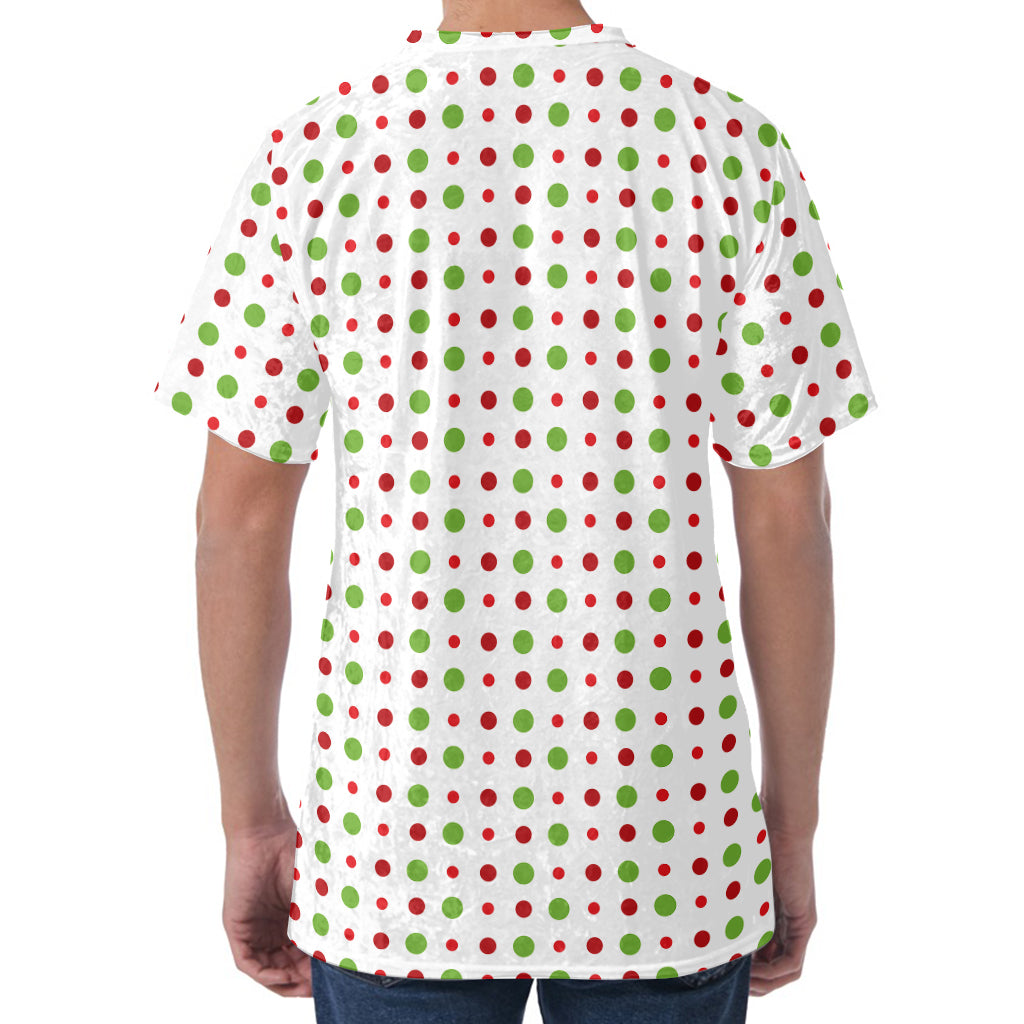 Merry Christmas Dots Pattern Print Men's Velvet T-Shirt