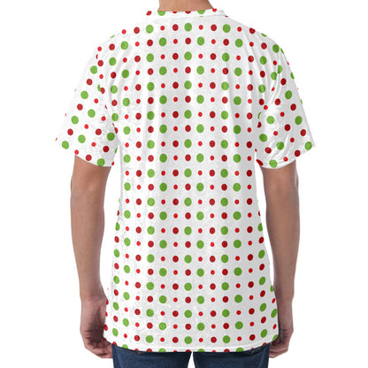 Merry Christmas Dots Pattern Print Men's Velvet T-Shirt