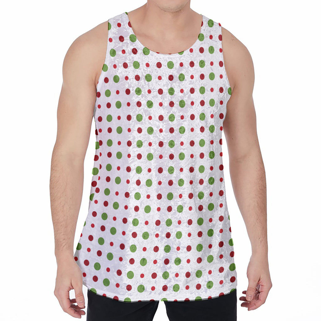 Merry Christmas Dots Pattern Print Men's Velvet Tank Top