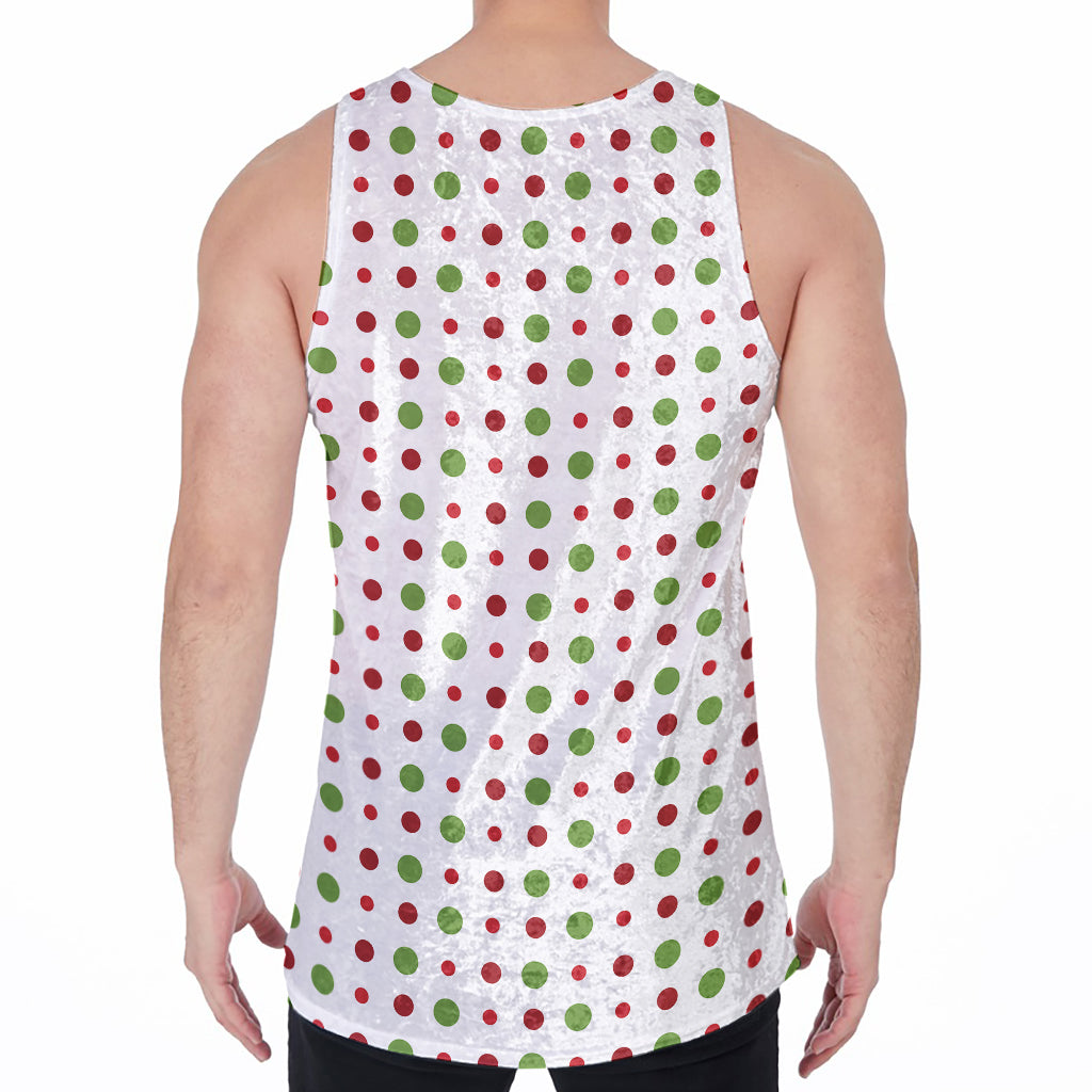 Merry Christmas Dots Pattern Print Men's Velvet Tank Top
