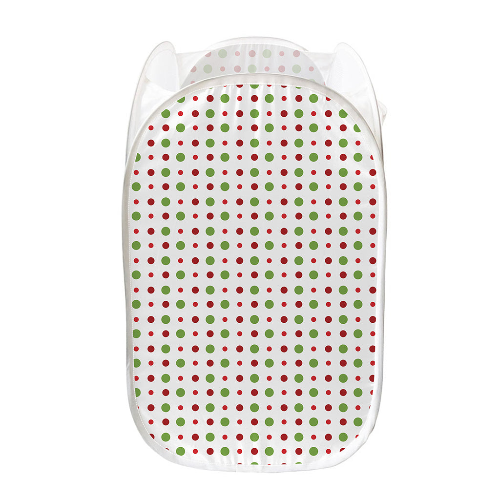 Merry Christmas Dots Pattern Print Mesh Laundry Hamper