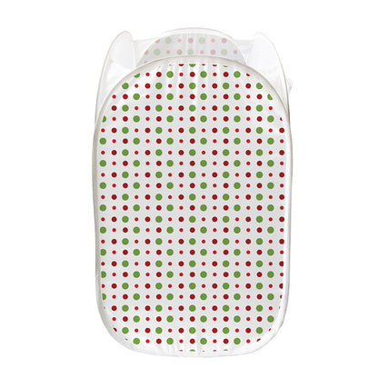 Merry Christmas Dots Pattern Print Mesh Laundry Hamper