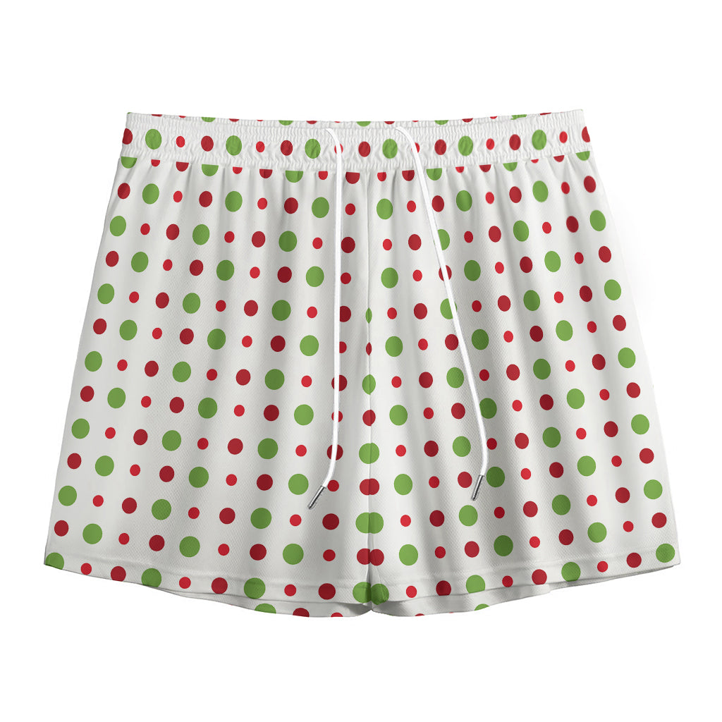 Merry Christmas Dots Pattern Print Mesh Shorts