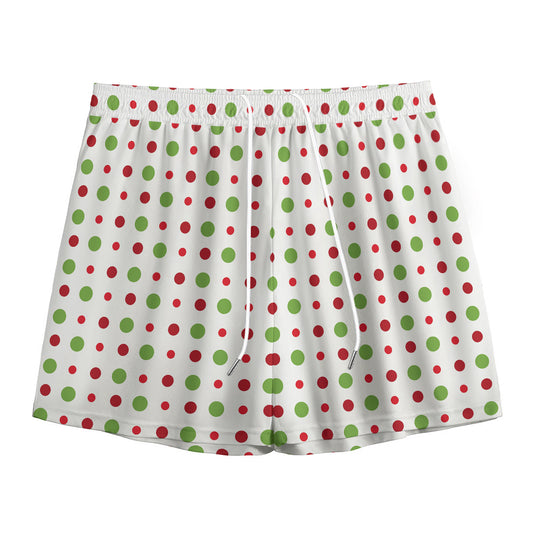 Merry Christmas Dots Pattern Print Mesh Shorts