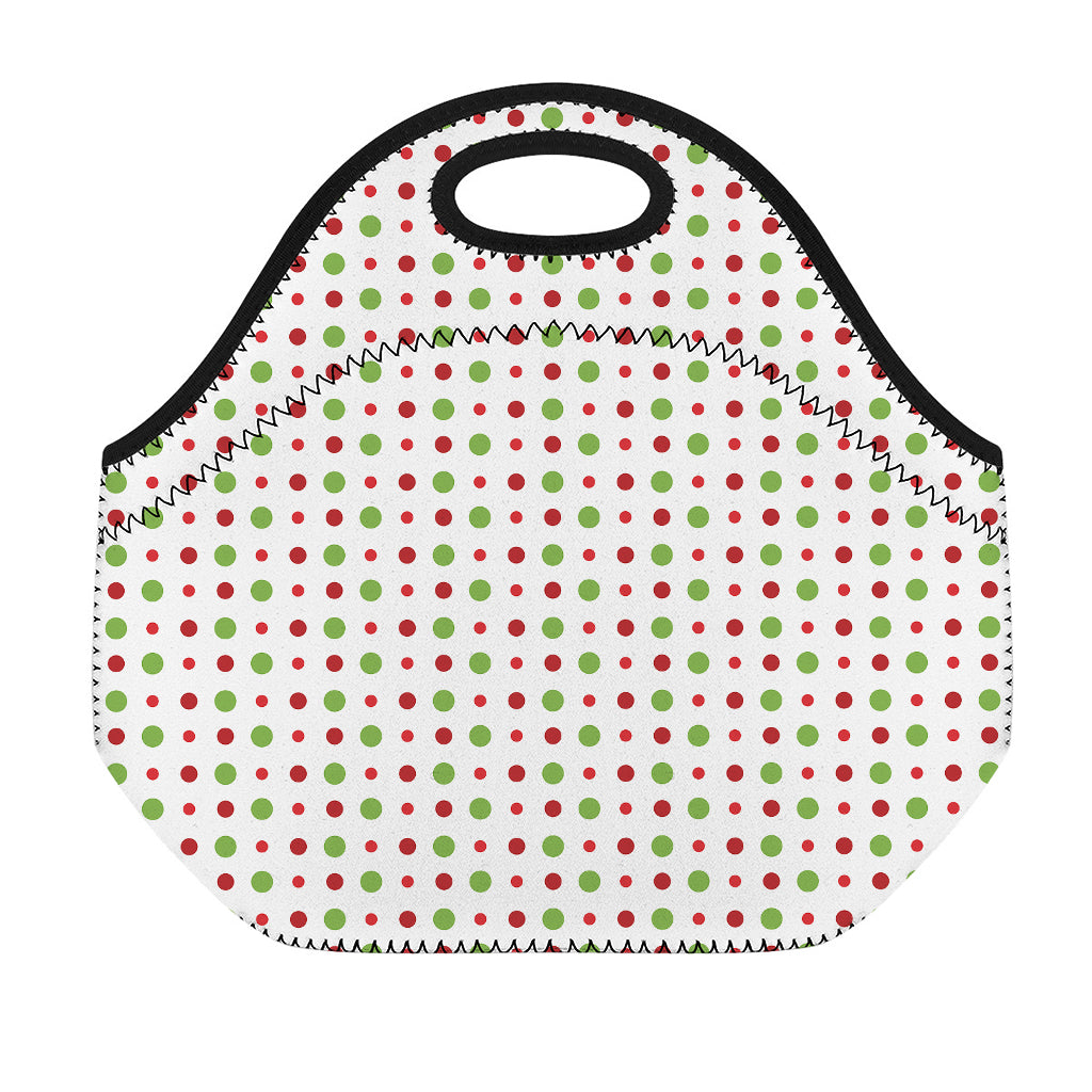 Merry Christmas Dots Pattern Print Neoprene Lunch Bag