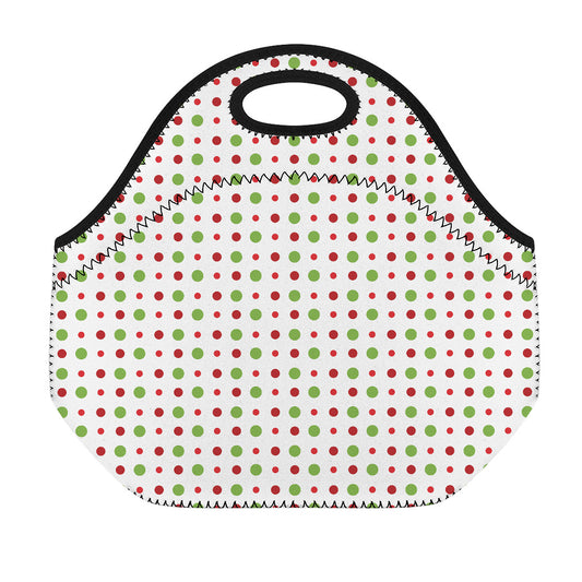 Merry Christmas Dots Pattern Print Neoprene Lunch Bag