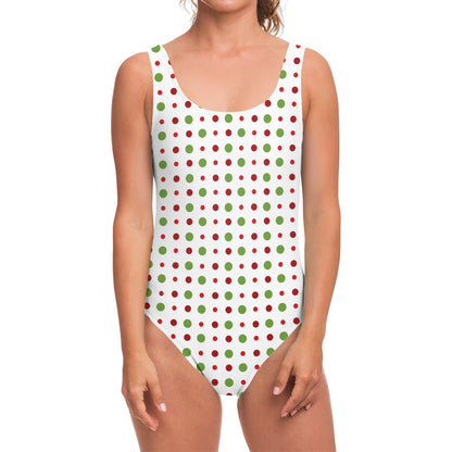 Merry Christmas Dots Pattern Print One Piece Swimsuit
