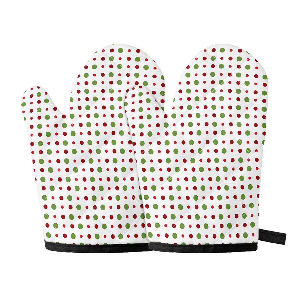 Merry Christmas Dots Pattern Print Oven Mitts