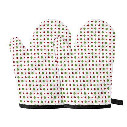 Merry Christmas Dots Pattern Print Oven Mitts