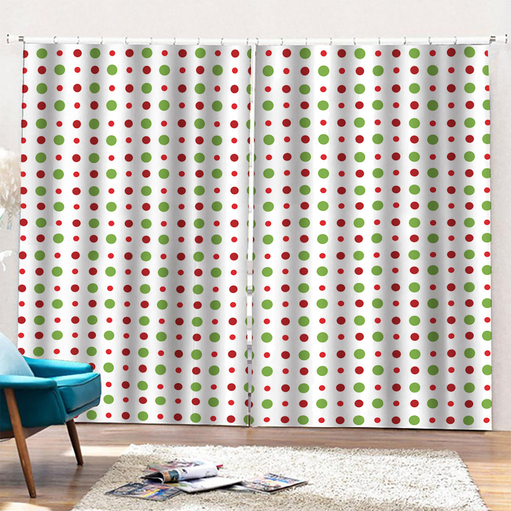 Merry Christmas Dots Pattern Print Pencil Pleat Curtains