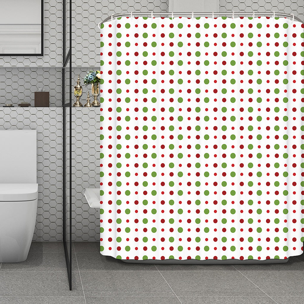 Merry Christmas Dots Pattern Print Polyester Shower Curtain