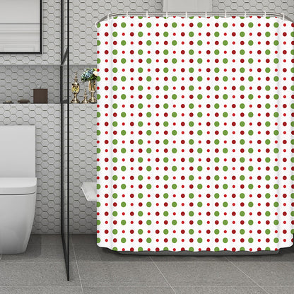 Merry Christmas Dots Pattern Print Polyester Shower Curtain