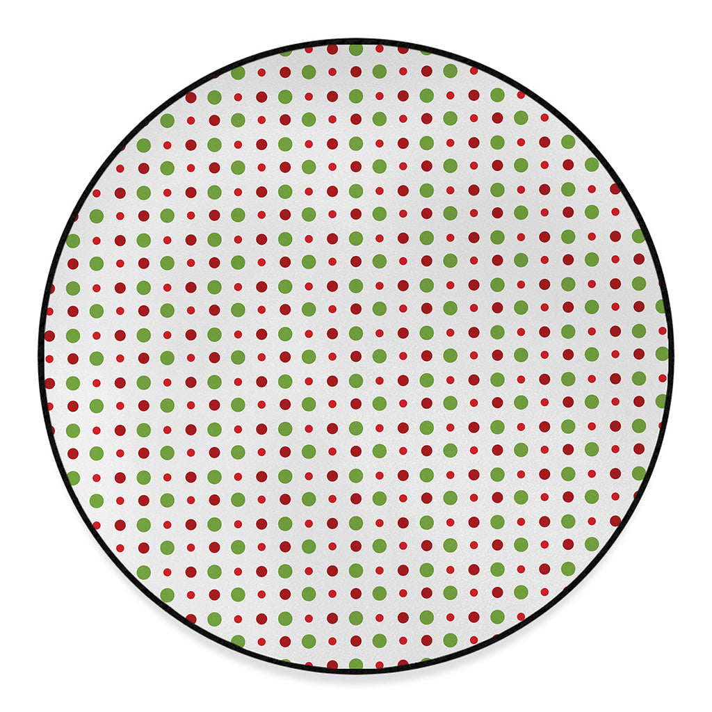 Merry Christmas Dots Pattern Print Round Floor Mat