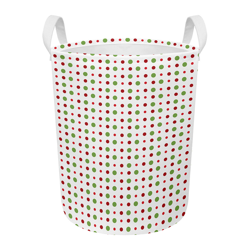 Merry Christmas Dots Pattern Print Round Laundry Basket