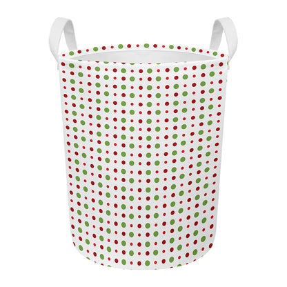 Merry Christmas Dots Pattern Print Round Laundry Basket