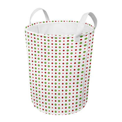 Merry Christmas Dots Pattern Print Round Laundry Basket