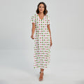 Merry Christmas Dots Pattern Print Short Sleeve Maxi Dress