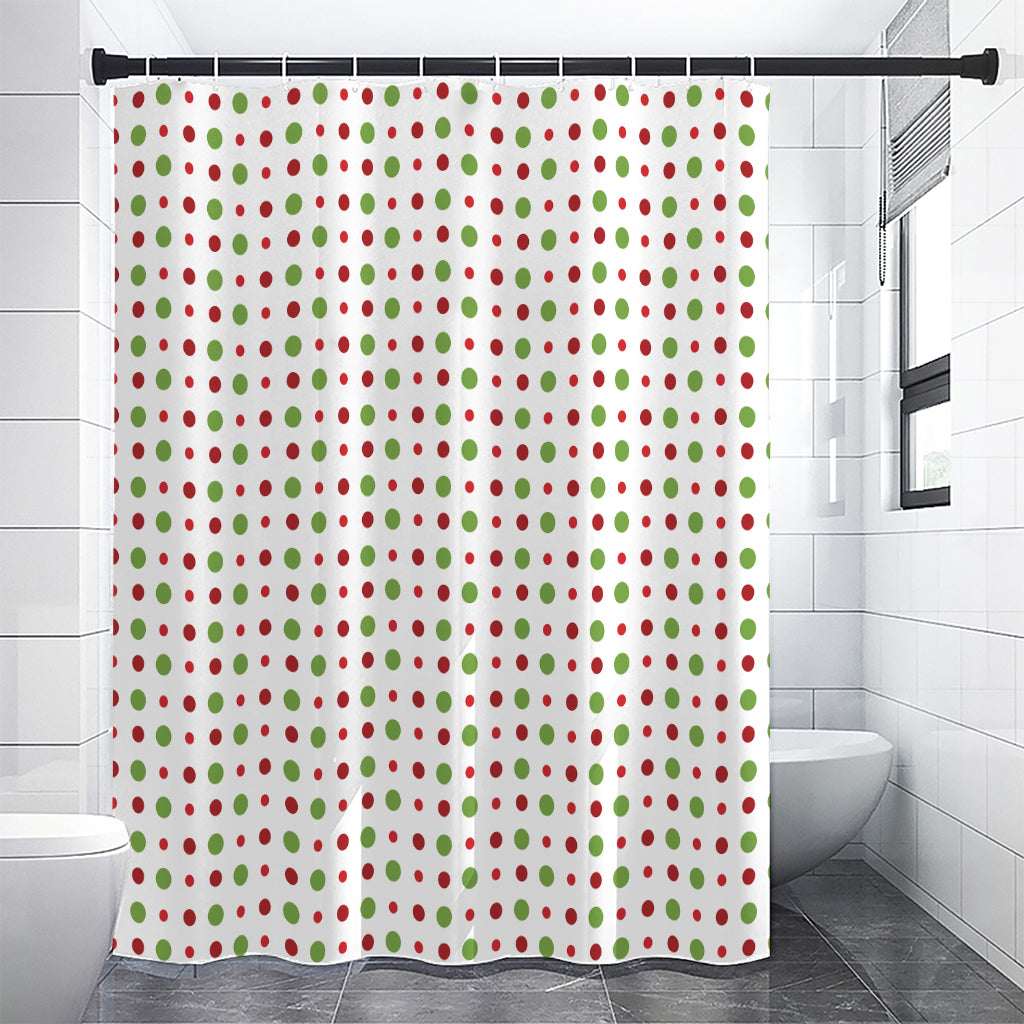 Merry Christmas Dots Pattern Print Shower Curtain