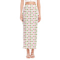 Merry Christmas Dots Pattern Print Side Slit Maxi Skirt