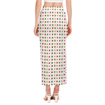 Merry Christmas Dots Pattern Print Side Slit Maxi Skirt