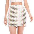 Merry Christmas Dots Pattern Print Side Slit Mini Skirt