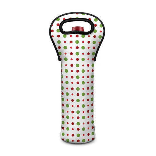 Merry Christmas Dots Pattern Print Single Neoprene Wine Tote