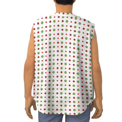 Merry Christmas Dots Pattern Print Sleeveless Baseball Jersey