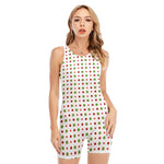 Merry Christmas Dots Pattern Print Sleeveless One Piece Swimsuit
