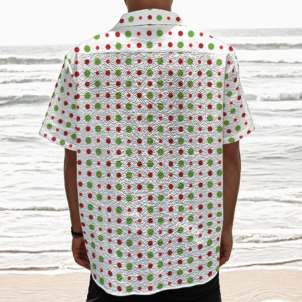Merry Christmas Dots Pattern Print Textured Short Sleeve Shirt