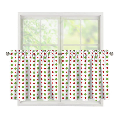 Merry Christmas Dots Pattern Print Tier Curtains