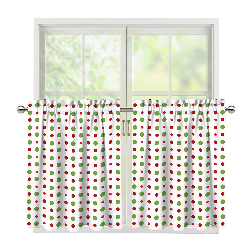 Merry Christmas Dots Pattern Print Tier Curtains
