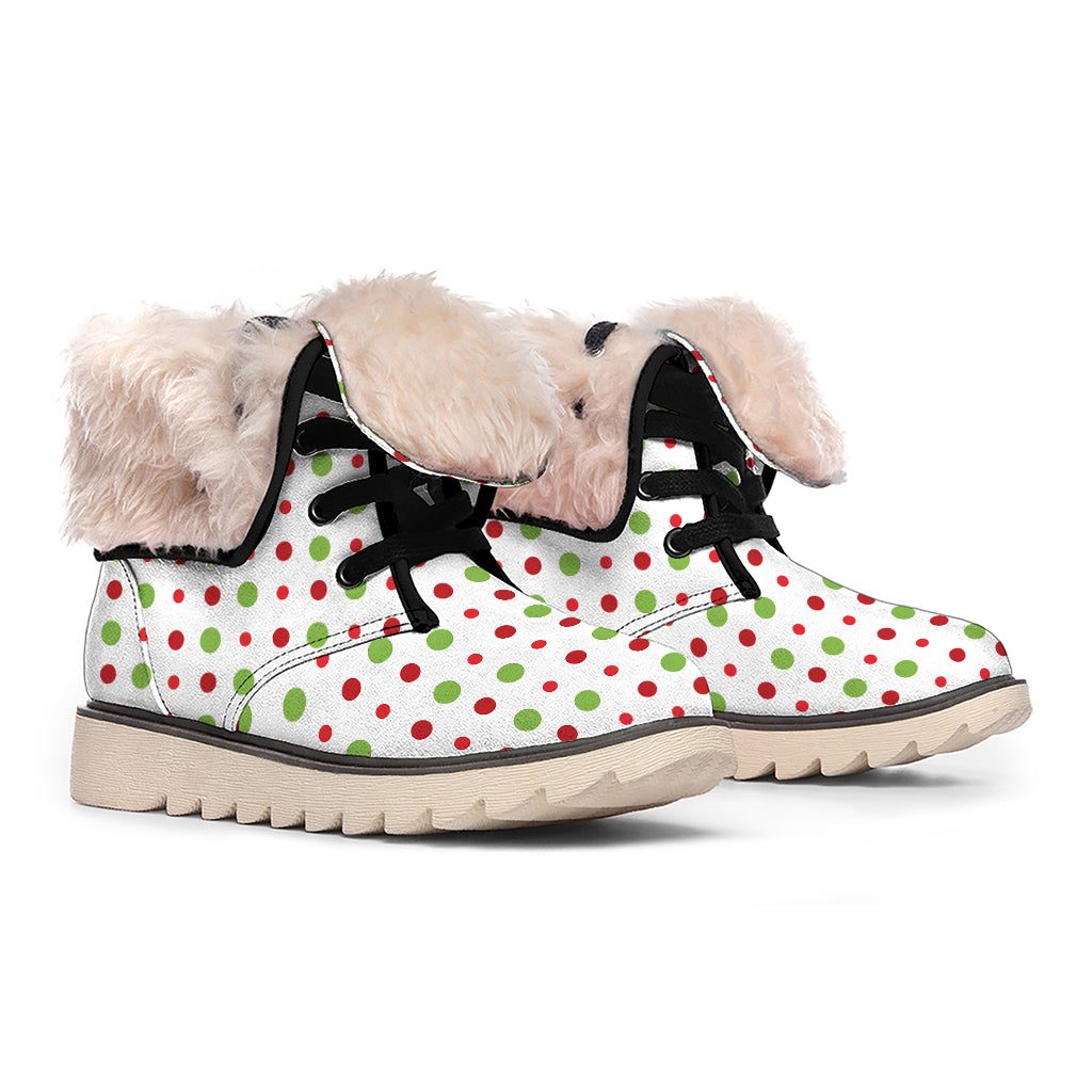 Merry Christmas Dots Pattern Print Winter Boots